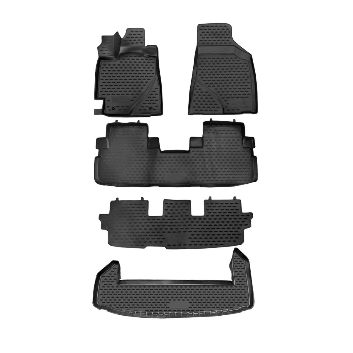 Toyota Highlander 3D Floor-Trunk Mats - Omac - SUV Kit - Black - '08-'13 Toyota Highlander 3D Floor-Trunk Mats - Omac - SUV Kit - Black - '08-'13